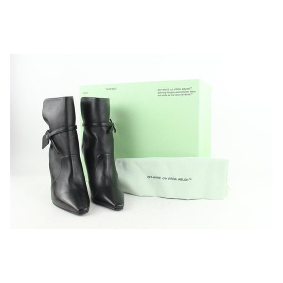 Off-White™ Size 40 Black Leather Ziptie Bootie - Picture 2 of 12